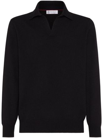 Brunello Cucinelli cashmere polo shirt - Black