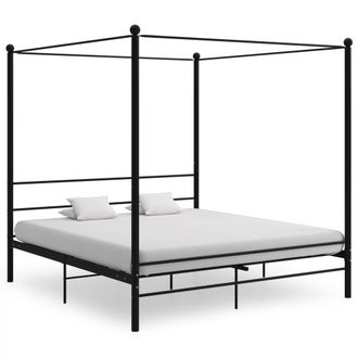 vidaXL Estructura De Cama Con Dosel Sin Colch&oacute;n Metal Negro 180x200 Cm Vidaxl