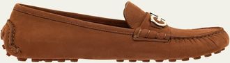 Ferragamo Odilia Suede Gancini Bit Driver Loafers