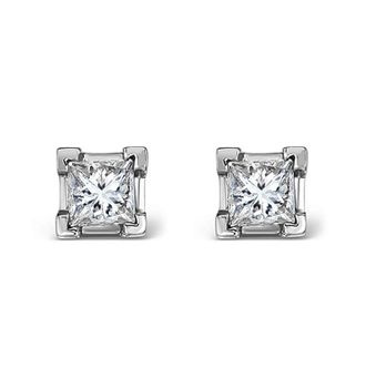 The Diamond Store 18K White Gold Princess Diamond Earrings - 0.50CT - G/VS - 3.4mm