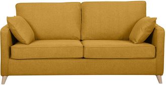 Miliboo Sof&aacute; Cama 3 Plazas N&oacute;rdico Amarillo Comino Con Colch&oacute;n De 10 Cm Papel