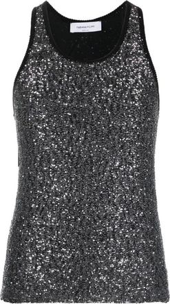 Fabiana Filippi Zwarte Pailletten Tanktop - Dames - Tops zonder mouwen - Zwart - M - Pailletten - Tops