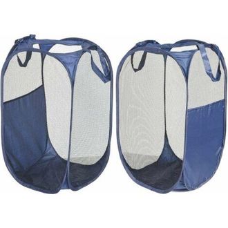 OEM Cesto De Ropa Plegable, Cesto De Malla Desplegable Con 2 Asas Reforzadas, Organizador Para Ropa Y Juguetes, 36x36x58cm, Azul Marino, Juego De 2