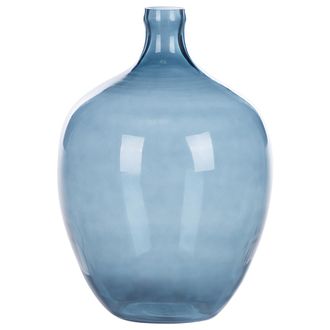 Beliani Beliani - Jarr&oacute;n De Vidrio Azul 39 Cm Hecho A Mano Accesorio Decorativo Mesa Moderno Interior Roti