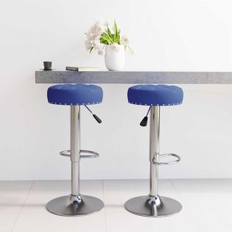 vidaXL Taburetes De Cocina 2 Unidades Tela Azul Vidaxl
