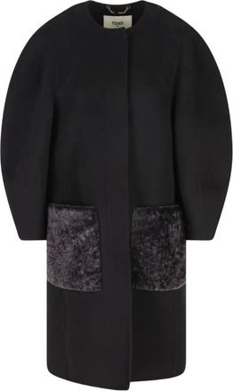Fendi Puff-sleeve Velvet-pocket Coat