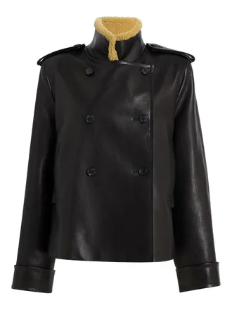 Khaite Dean leather jacket - women - Lambskin/Lamb Shearling - S - Black