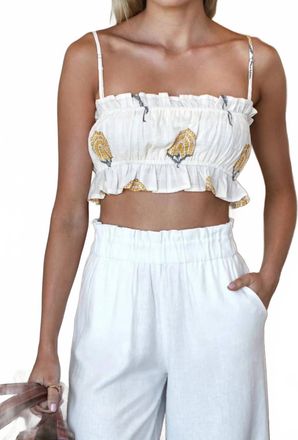 Emerson Fry Vacation Top In Fan Flowers Marigold