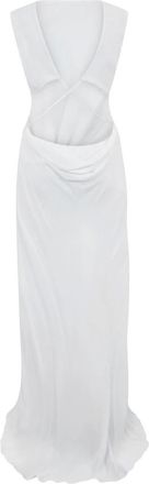 Alberta Ferretti Lange jurk met cut-out - Dames - Avondkleed - Wit - XL - Kleedjes
