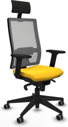 Piqueras y Crespo Piqueras Y Crespo - Horna sincro malla gris similpiel amarillo brazos 2D base piramidal cabecero fijo ruedas 65mm engomadas