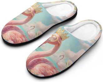Generic Flamingo Beach Mens Slippers Comfortable And Non-slip Cotton Slipper Shoe for House