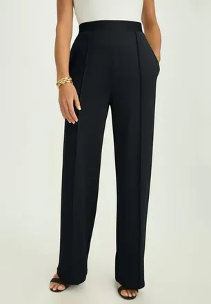 Jessica London Perfectease Wide Leg Pant in Black at Nordstrom, Size Small