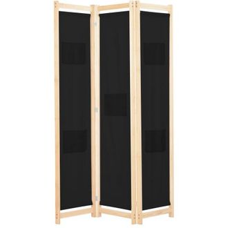 vidaXL Biombo Divisor 3 Paneles De Tela Negro 120x170x4 Cm Vidaxl