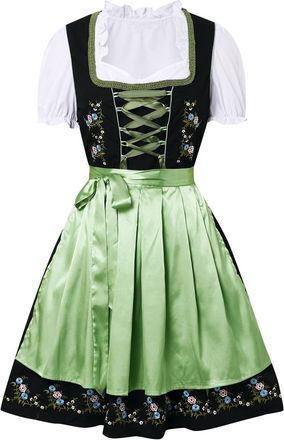 Generic Dirndl for Women Women Octoberfest Dirndl Dress Traditional German Beer Festival Costume (Green, XL)