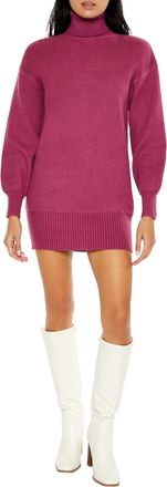 Forever 21 Womens Turtleneck Mini Sweater Dress, Purple, M