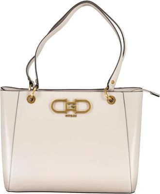 Guess Tassen, Dames, Beige, ONE Size, Grijze Polyethyleen Vloot Handtas