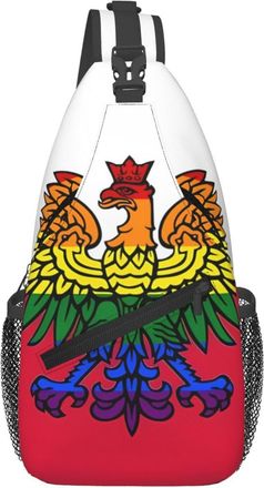 Generic Polish Flag Poland Polska Eagle Crossbody Bag Trendy Chest Bag Anti Theft Backpack For Cycling Camping Outdoors