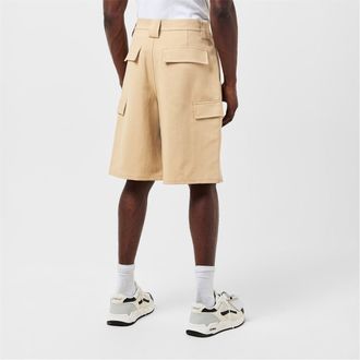 Off-white Mens Off White Solid Patterned Relaxed Fit Cargo Shorts in Sand - Size X-Small