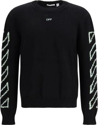 Off-white Truien & Vesten, Heren, Zwart, M, Katoen, Diagonale Pijl Fuzzy Sweater