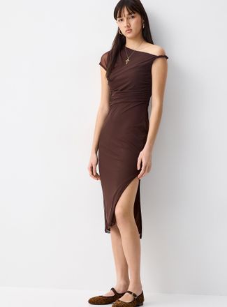 Twik Womens Asymmetrical-collar one-shoulder maxi dress