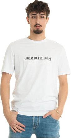 Jacob Cohen Maxi Logo T-shirt - Heren - T-shirts - Wit - M - Katoen - Tops