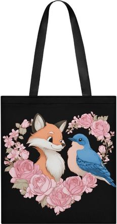Generic Fox Rose Cute Bird Tote Bag for Women Men Shoulder Bags Purses Pouch Handbags