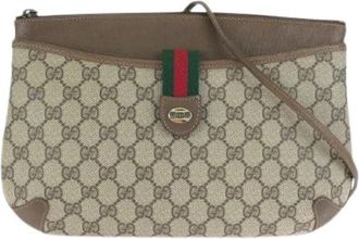Gucci Pre-owned GG Supreme Canvas Shoulder Bag - Dames - Vintage Schoudertas - Beige - ONE Size - Leer - Vintage