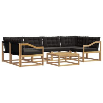 vidaXL Conjunto De Sof&aacute;s De Exterior 7 Pcs Blanco Y Negro Vidaxl