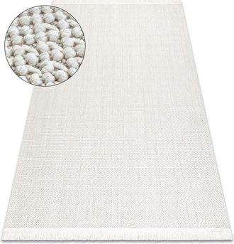 RugsX Rugsx - Carpet nano FH93A Plain, loop, flat woven white white 80x150 cm