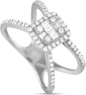 Luxury Bazaar Anello in oro bianco 14 carati con diamanti Pre-owned - Argento