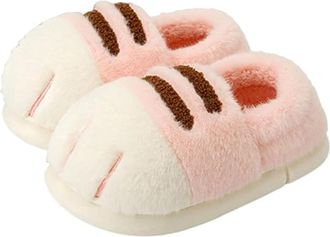 Generic Cat Paw Slippers for Women, 3D Cat Paw Cartoon Slipper for Women, Warm Fluffy Furry Winter House Cat Paw Slides (Pink,11.5-12 Women/10.5-11 Men)
