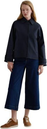 Hobbs London Frida Collared Cropped Trench Coat in Hobbs Navy at Nordstrom, Size 16