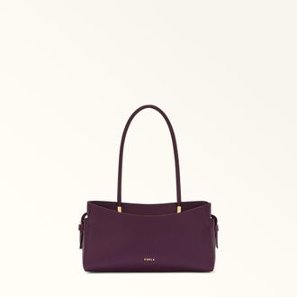 Furla Eris Borsa Shopping L Melanzana Pelle Di Vitello Granata Keria + Pelle Di Vitello Sidney Donna