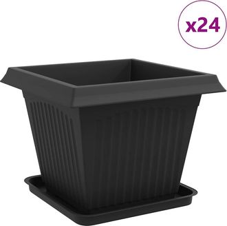 vidaXL Macetas 24 Uds. Negro Pl&aacute;stico Vidaxl