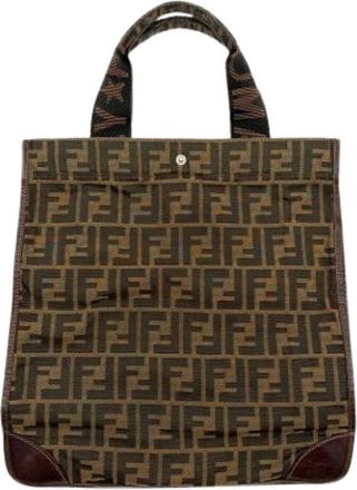 Fendi Pre-owned Canvas Tote Bag - Dames - Vintage Shopper - Bruin - ONE Size - Leer - Vintage