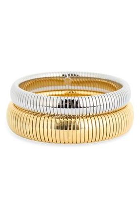 Electric Picks Cleo Set of 2 Bangle Bracelets in Silver/Gold at Nordstrom Rack