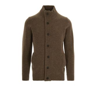 Barbour Cardigans, male, Green, XL, Essential Patch Zip Brown Jumper