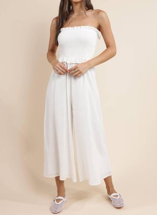Sadie & Sage Smocked Bodice Jumpsuit In White