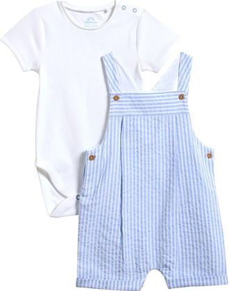 Next Seersucker Romper & Bodysuit Set in Blue at Nordstrom, Size 9-12M