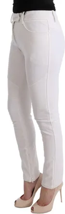 Ermanno Scervino Womens White Cotton Slim Fit Casual Pants