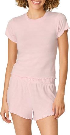 PJ Salvage Pretty Stripes Short Sleeve Sleep Top in Tender Pink at Nordstrom, Size X-Small