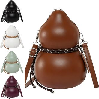 Generic QCDZSW Womens Vintage Calabash Shoulder Bag, Faux Leather Gourd Shape Crossbody Purse with Adjustable Strap, Large Capacity(Brown)
