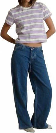 perfectwhitetee Gia Slightly Boxy Tee In Ultraviolet Stripe