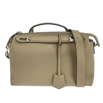 Fendi By The Way Satchel Leather Beige Leather Handbag (Pre-Owned)