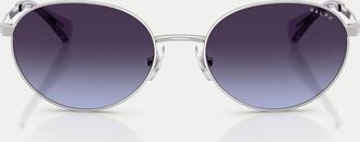 Ralph Lauren occhiali da sole ovali con lenti blu in argento lucido