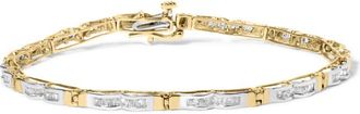 House of Brilliance 10k Yellow Gold 1.00 Cttw Baguette-Cut Channel Diamond Link Bracelet