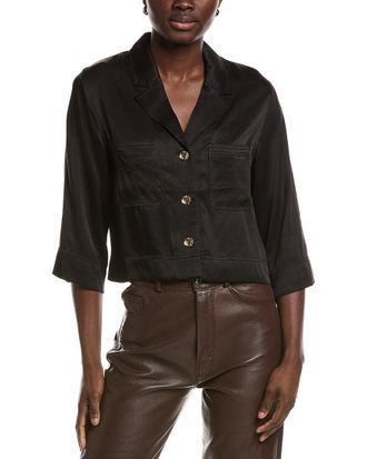 Ganni Washed Satin Crop Shirt