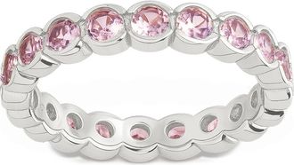 Sterling Forever Sterling Silver Light Pink Helene Bezel Eternity Band Ring