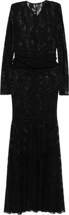 Norma Kamali Maxi-jurk met lange mouwen en V-hals - Zwart