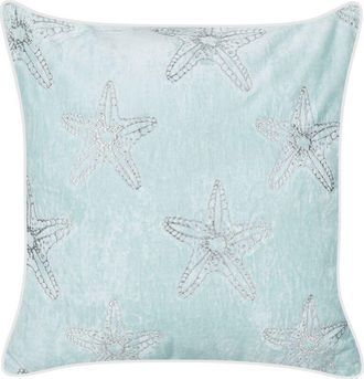 Beliani Beliani - Coj&iacute;n De Terciopelo 45 X 45 Cm Cuadrado Marina Relleno Poli&eacute;ster Estrella De Mar Azul Ceramium